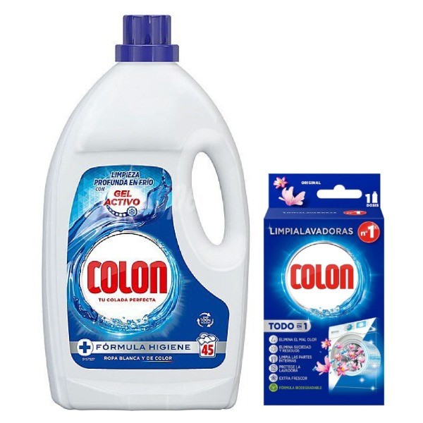 Colon detergente Gel Activo 45 dosis + Colon limpialavadoras 1ud